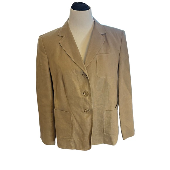 Talbots Women’s Beige Irish‎ Linen Blazer Size 12W - Picture 1 of 12